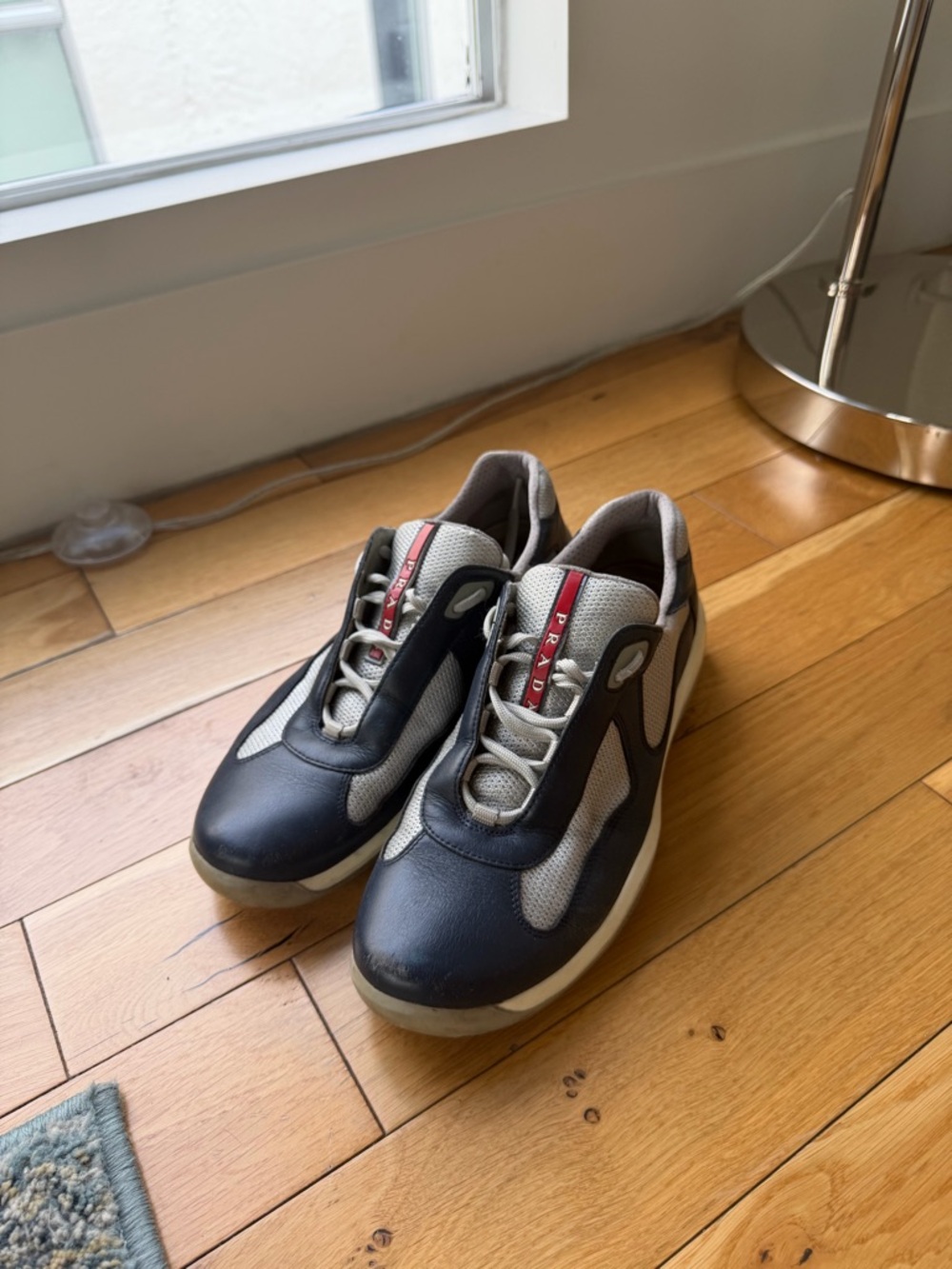 Prada Navy, Gray and Red Men’s Lace-Up Sneakers - Picture 6 of 7